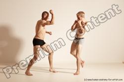 Underwear Martial art Man - Man White Moving poses Slim Short Blond Dynamic poses Academic